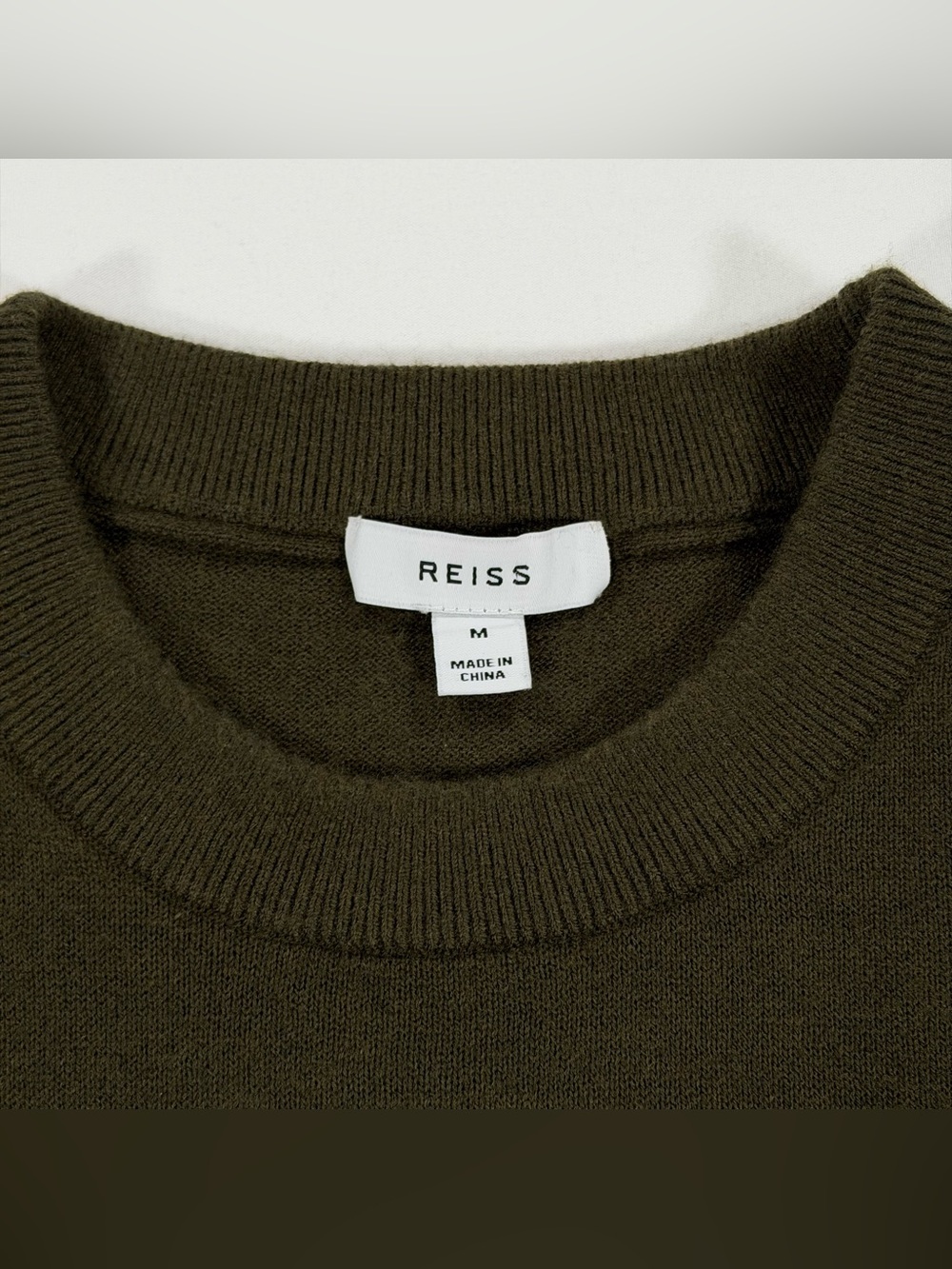 Reiss Putney Mens Wool Blend Crewneck Sweater Size M Olive Green Pullover - Picture 3 of 9